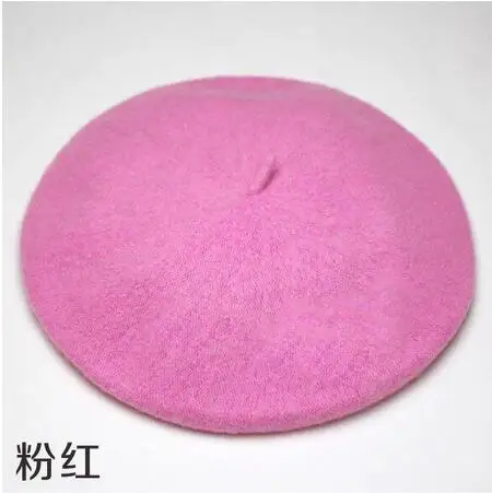light pink Женские береты на весну и зиму, шапка в стиле художника, женские шерстяные винтажные береты, однотонные кепки, женская шапка, теплая прогулочная шапка - Цвет: light pink