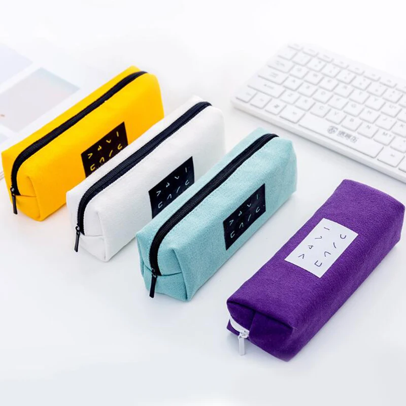 Чехол-карандаш на молнии высокой емкости фиолетовая холщовая ручка сумка для