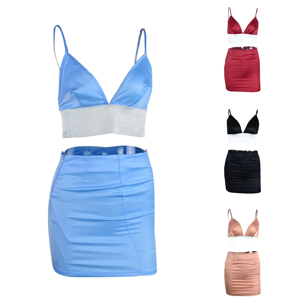 2 шт./компл. женский пикантный для вечеринки Клубная одежда Спагетти короткий топ