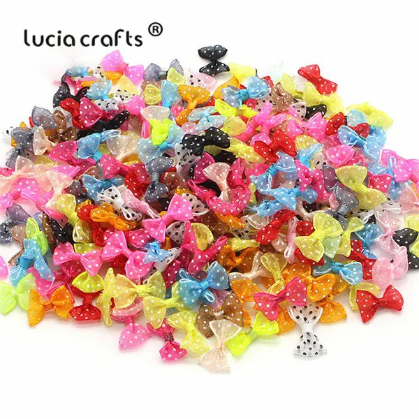 Lucia crafts мульти вариант смешанные цвета горошек банты из органзы Девушки Бутик мини бант для волос Головные уборы DIY ремесло одежды B0807