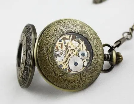 Античные полые механические бронзовые каркасные карманные часы с откидной
