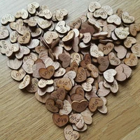 100pcs love heart rustic wooden confetti wooden table party supplies marriage wedding office desk decorations accessories crafts