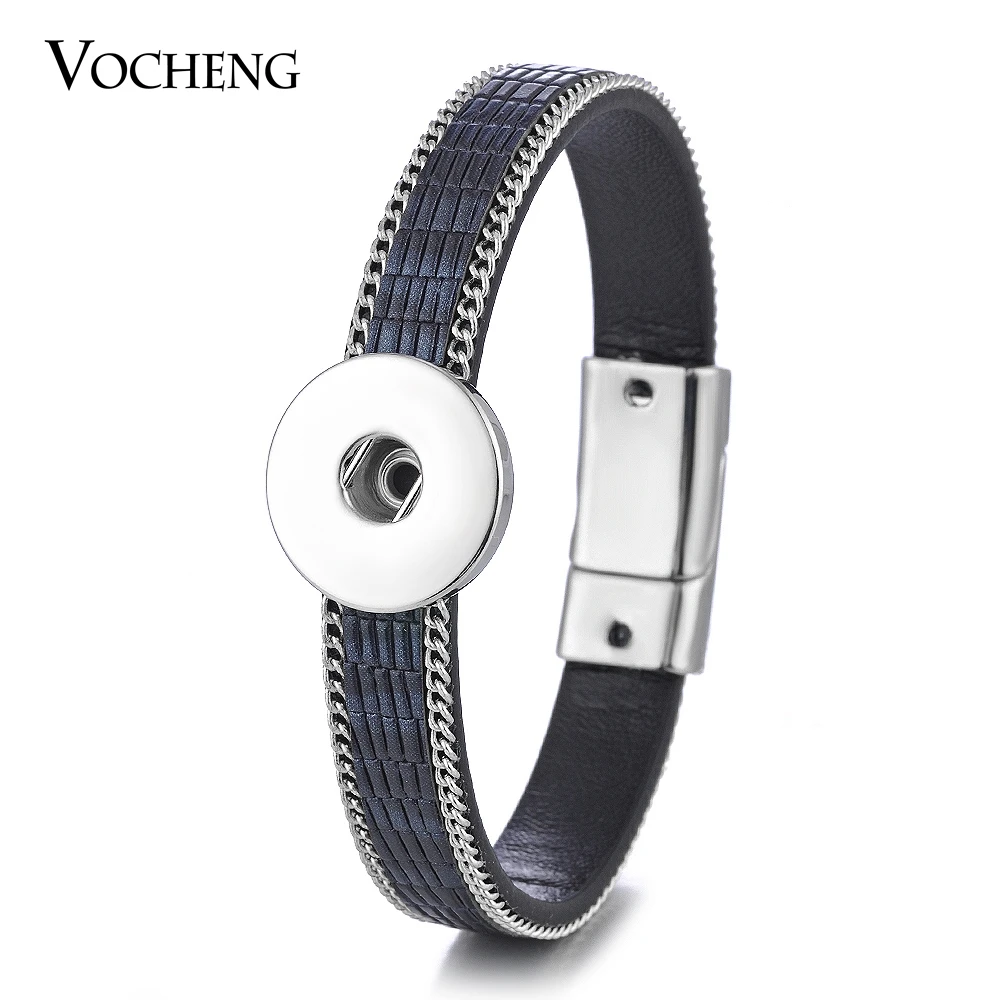 

10PCS/Lot Wholesale Snap Charms Bracelet 18mm Vocheng Button Jewelry Magnet Clasp Leather Bangle for Women 3 Colors NN-551*10