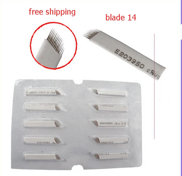 

Free shipping 500Pcs 14-Prong flat Permanent Makeup Manual Needle Blades