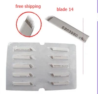 free shipping 500pcs 14 prong flat permanent makeup manual needle blades