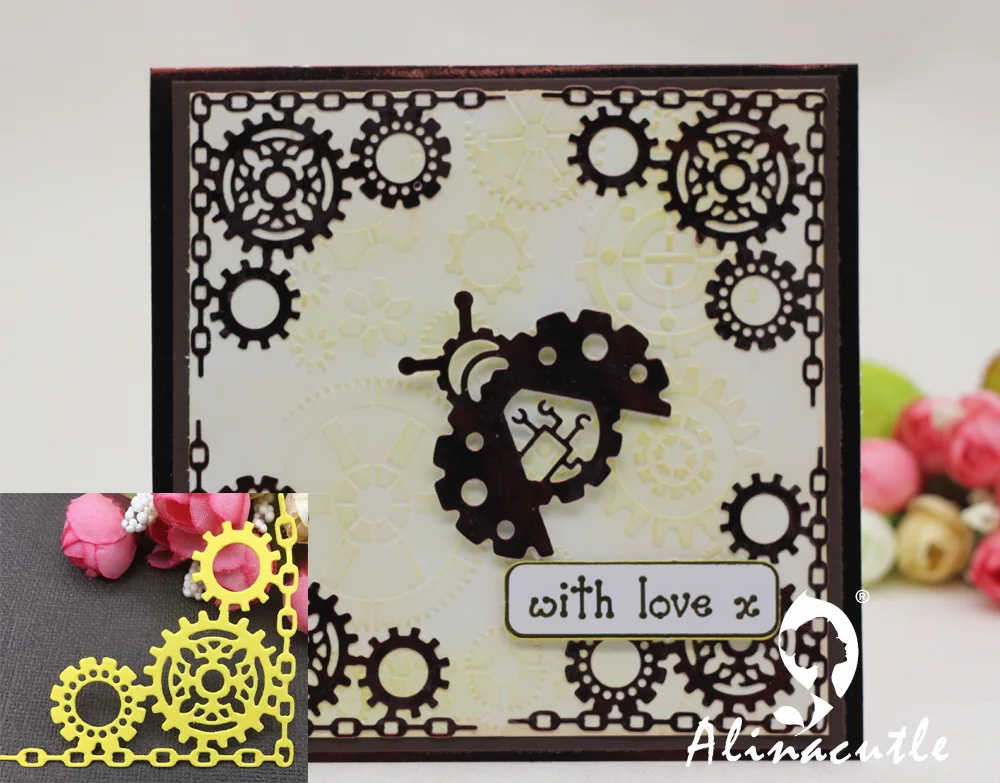 

AlinaCraft METAL CUTTING DIES cut wheel gear corner steampunk chain Scrapbooking paper craft card album punch stencil art cutter