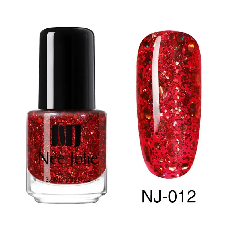 Glitter-012 NEE JOLIE 3,5 мл Лак для ногтей 66 цветов Быстросохнущий Блестящий голографический хамелеон лак для ногтей летний Блестящий лак из розового золота - Цвет: Glitter-012