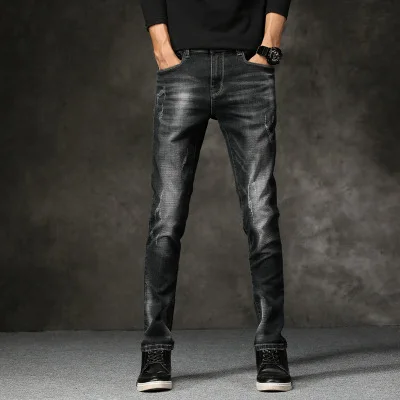 Men Designer Stretch Casual Straight Leg Denim Jeans Male Regular Fit Cotton Business Trousers Pants Hombre 2018 New | Мужская одежда