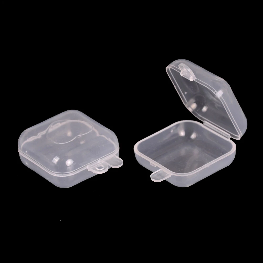 

10Pcs Clear 37*37*20mm Portable Popular Earplugs Container Box Mini Clear Plastic Small Box Hook Jewelry