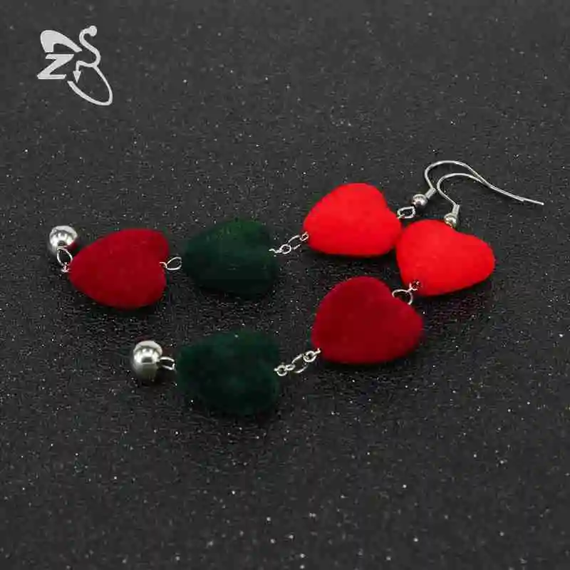 Женские Висячие серьги ZS длинные висячие с сердечками корейские Бархатные