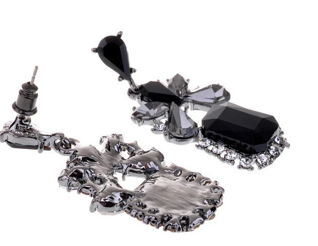 New ZA большой бренд Модные женские туфли Лидер продаж Gem Кристалл черные туфли высокого качества серьги для Для женщин девочек pendientes mujer moda XY-E635