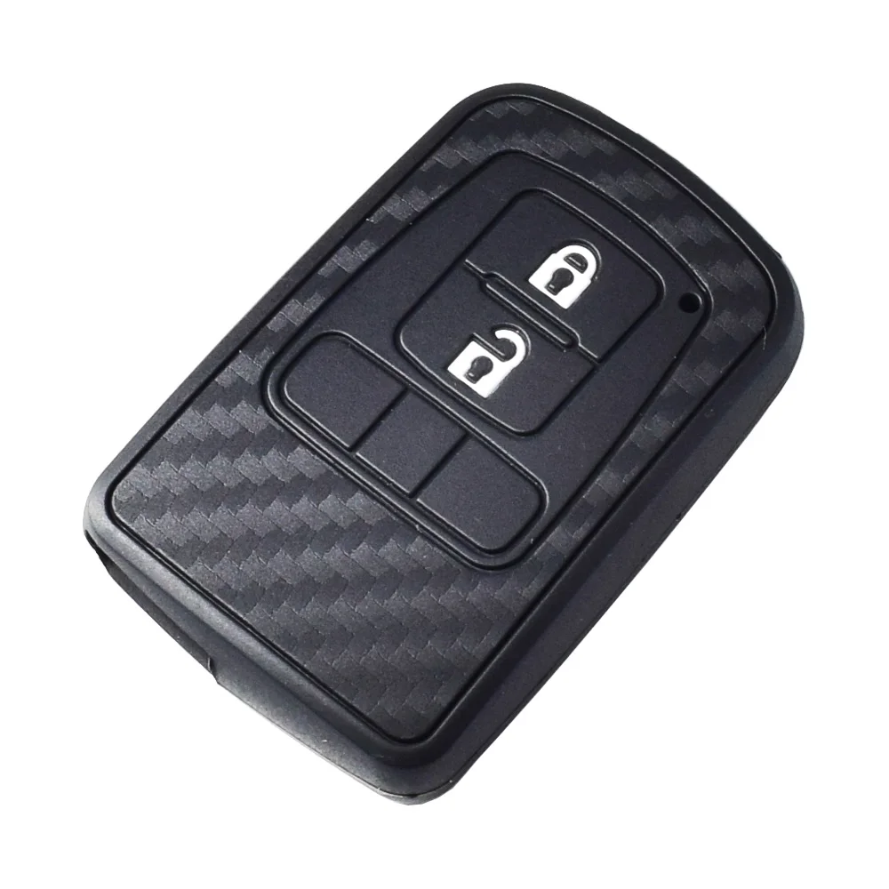 Черный Силиконовый чехол для ключей от машины для Toyota CAMRY SIENNA Noah Voxy Avalon Auris Crown Land Cruiser углеродный смарт-пульт дистанционного управления брелок крышка - Название цвета: Черный