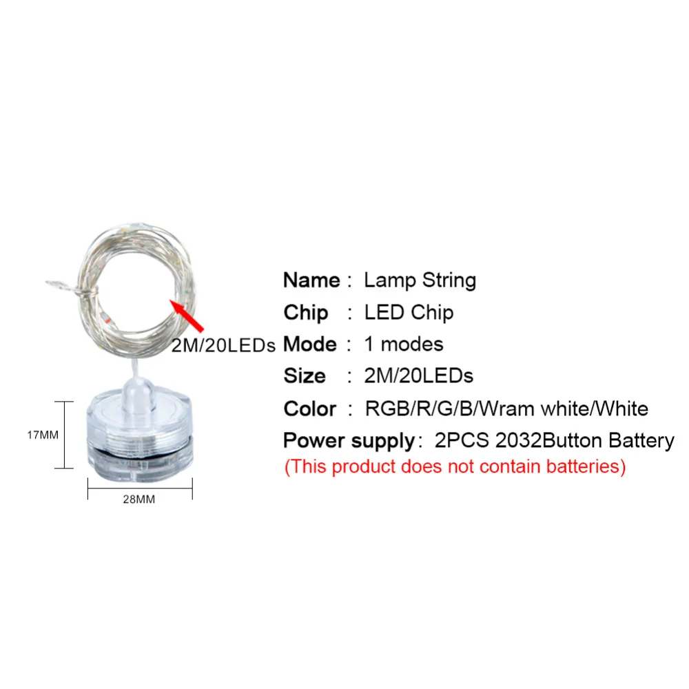 Гирлянда светодиодная медная Водонепроницаемая с 20 светодиодами 2
