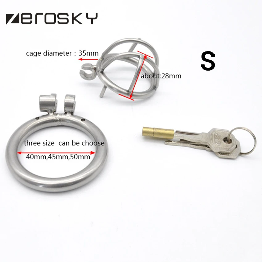 Zerosky кольцо из нержавеющей стали 304 3 размера замок-клетка для пениса мужской