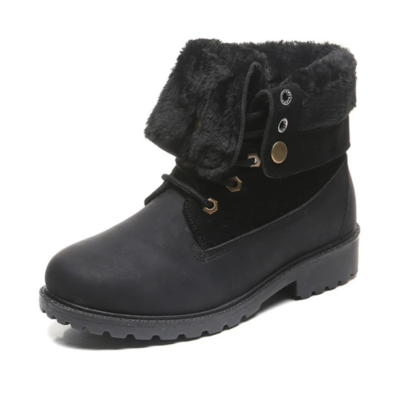 Сапоги хаки женские зимние из снежной кожи с плюшевой подкладкой на шнуровке