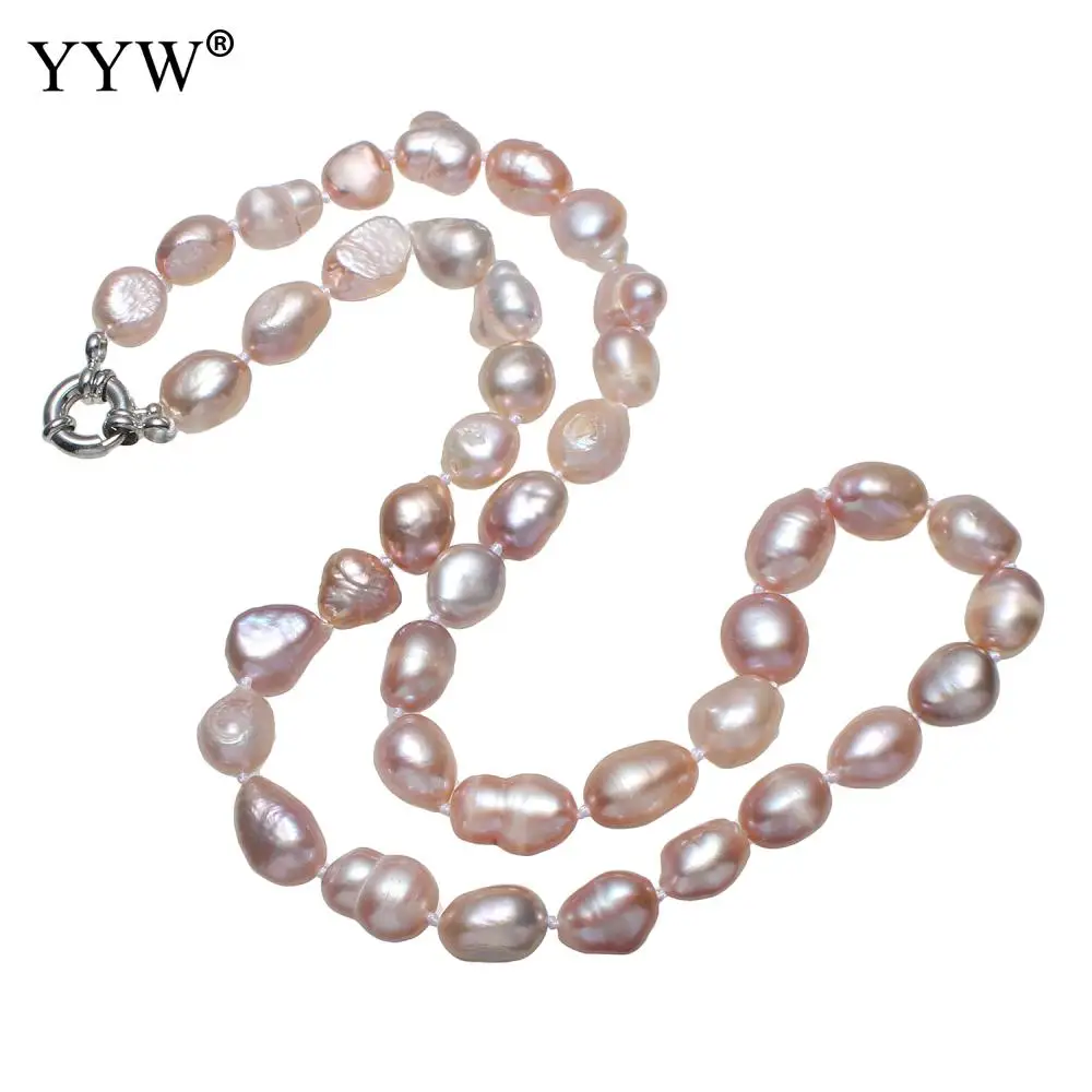 100% натуральный розовый пресноводный жемчуг латунное ожерелье Свадебная
