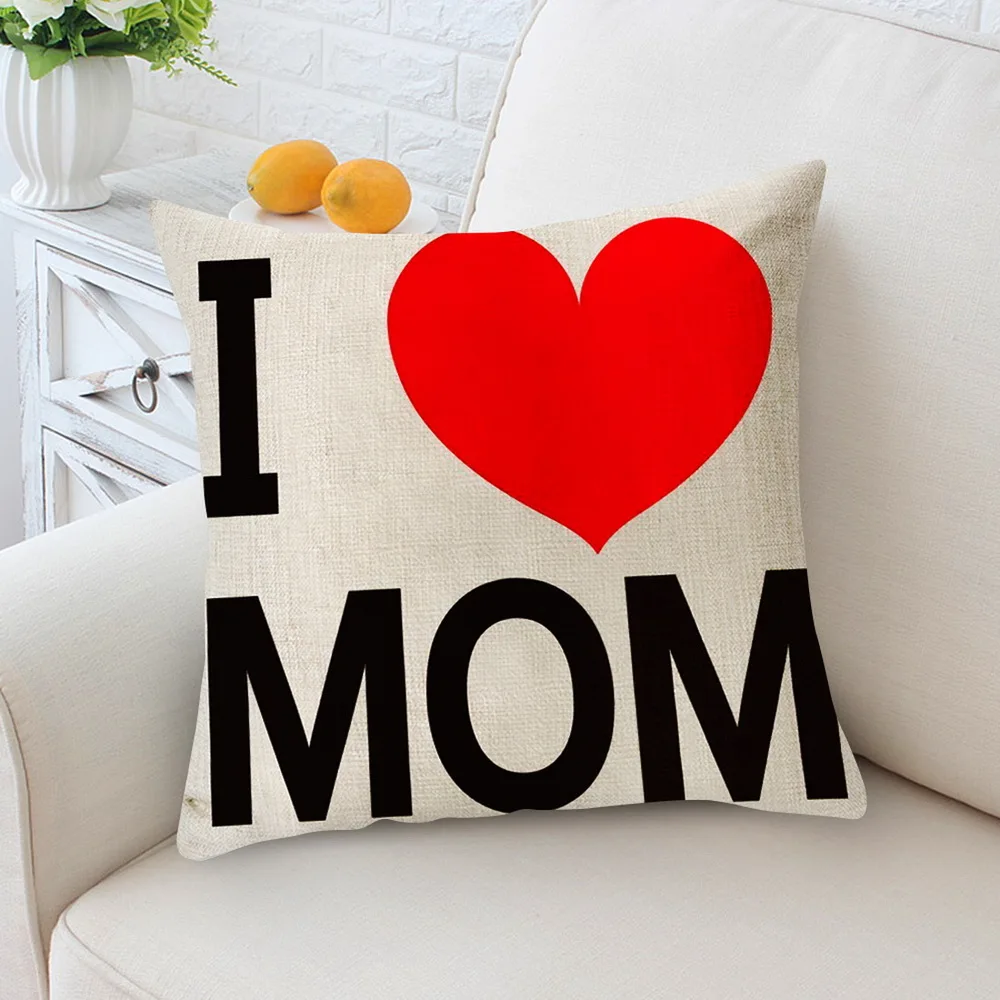 Квадратная наволочка для подушки льняная квадратная любовь День матери день