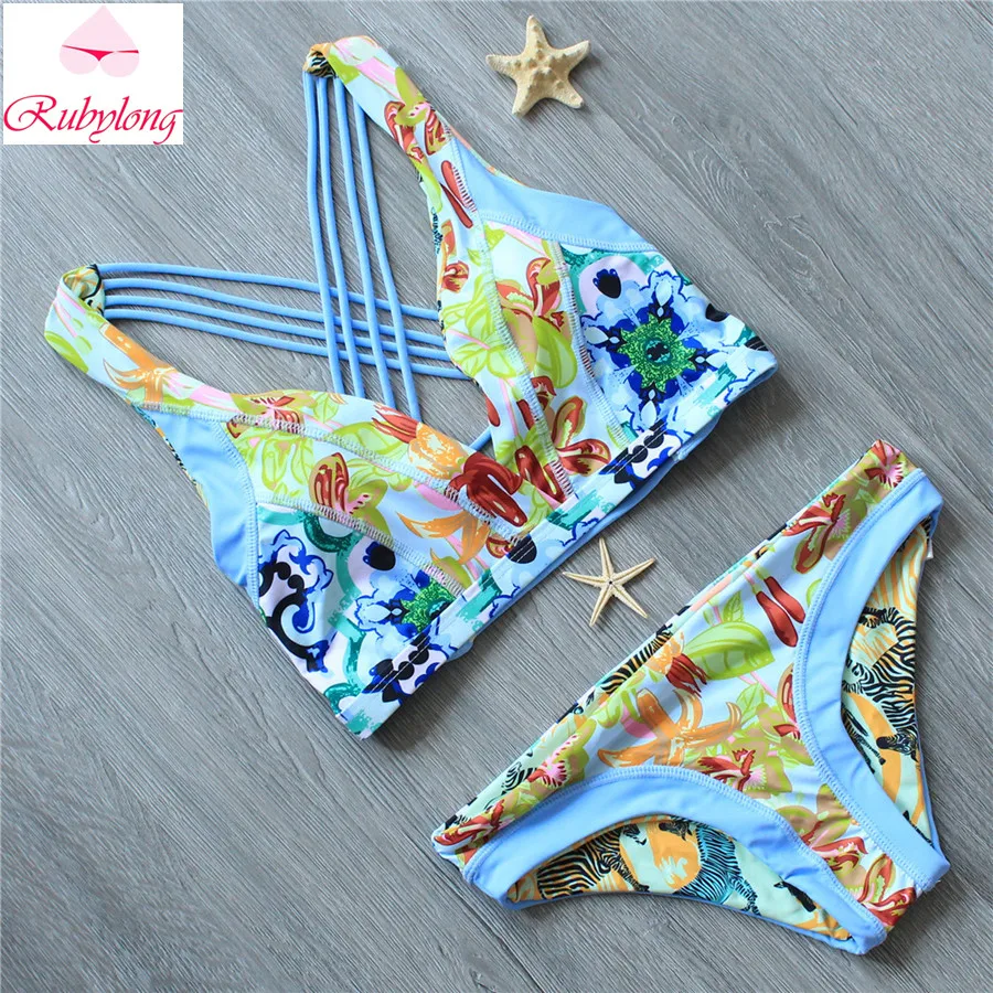 Rubylong Новинка 2017 года сексуальные печатных Бикини Для женщин Купальники для