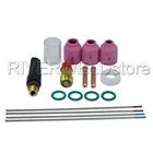 2% вольфрамовые электроды, Короткие газовые линзы 1,6 мм и керамический комплект сопел, расходные материалы для сварочного аппарата TIG WP 17 18 26,17 шт.