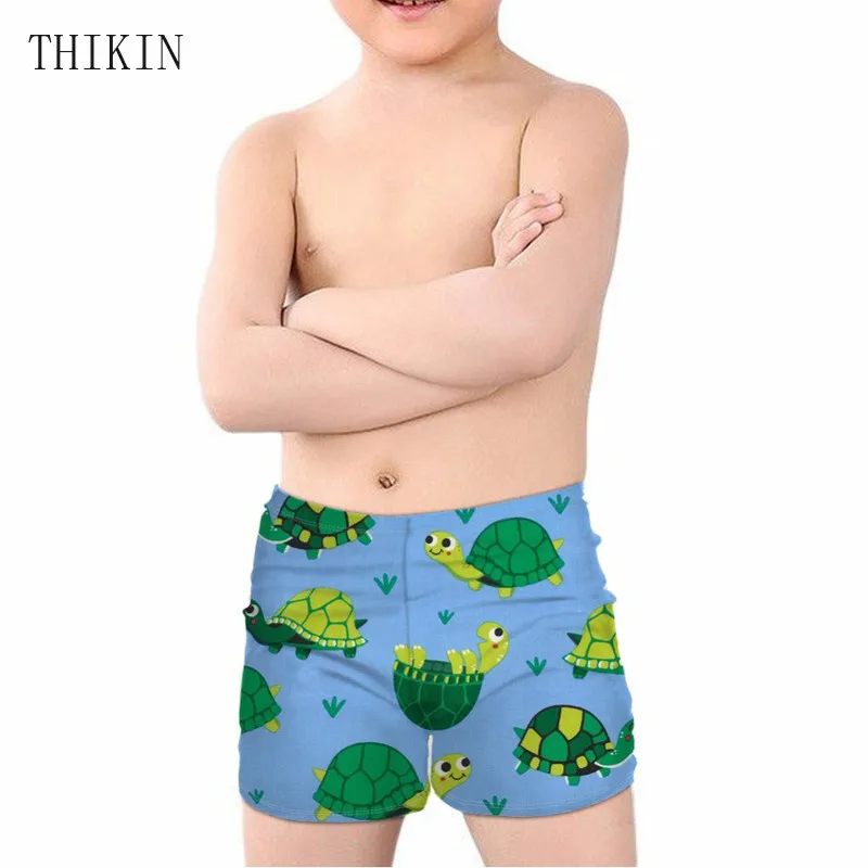 THIKIN Amine Cute Cartoon Pokemon Pikachu Print Kids Boys' Swimming Trunks Summer Beachwear Children Swimsuits Elastic