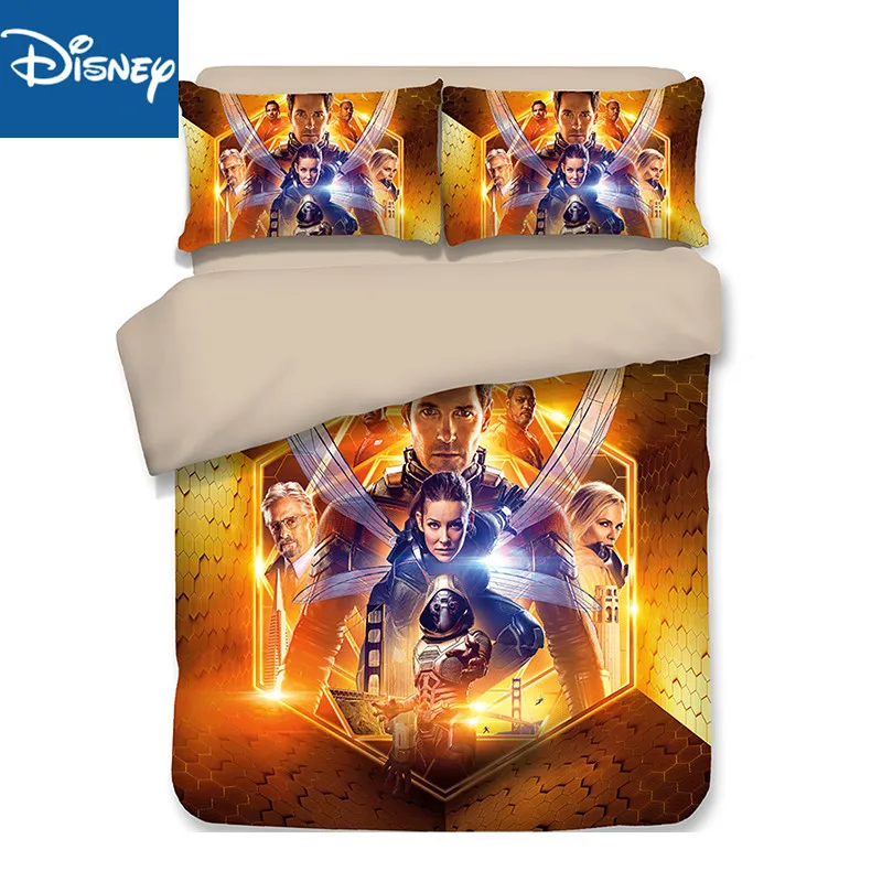 

Комплект постельного белья с героями Мстителей, из 3-4 предметов, с простыней, с мультяшным принтом, муравьев, спальный декор, Королевский размер