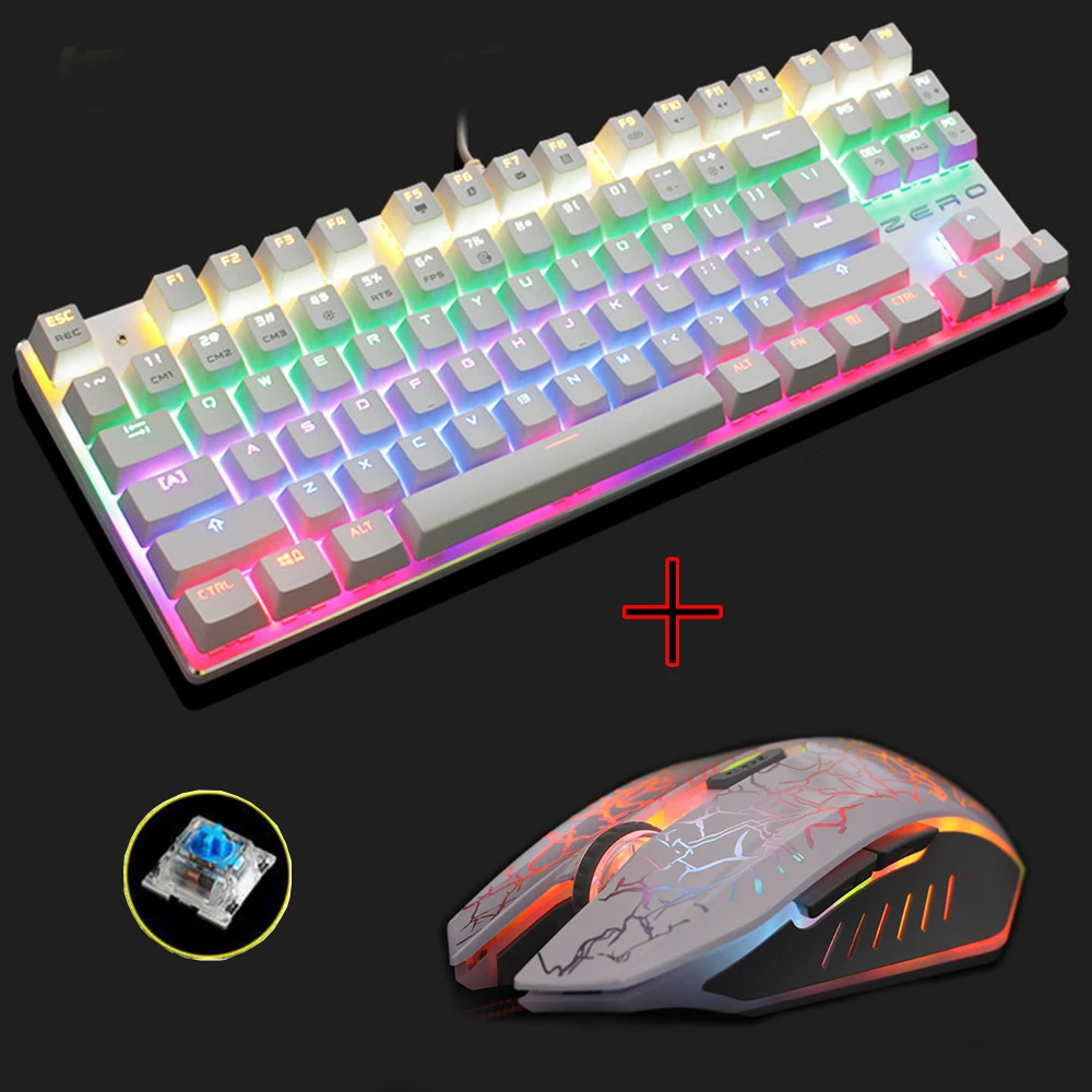 Ноль синий/черный/красный переключатель 87 игровая механическая клавиатура анти