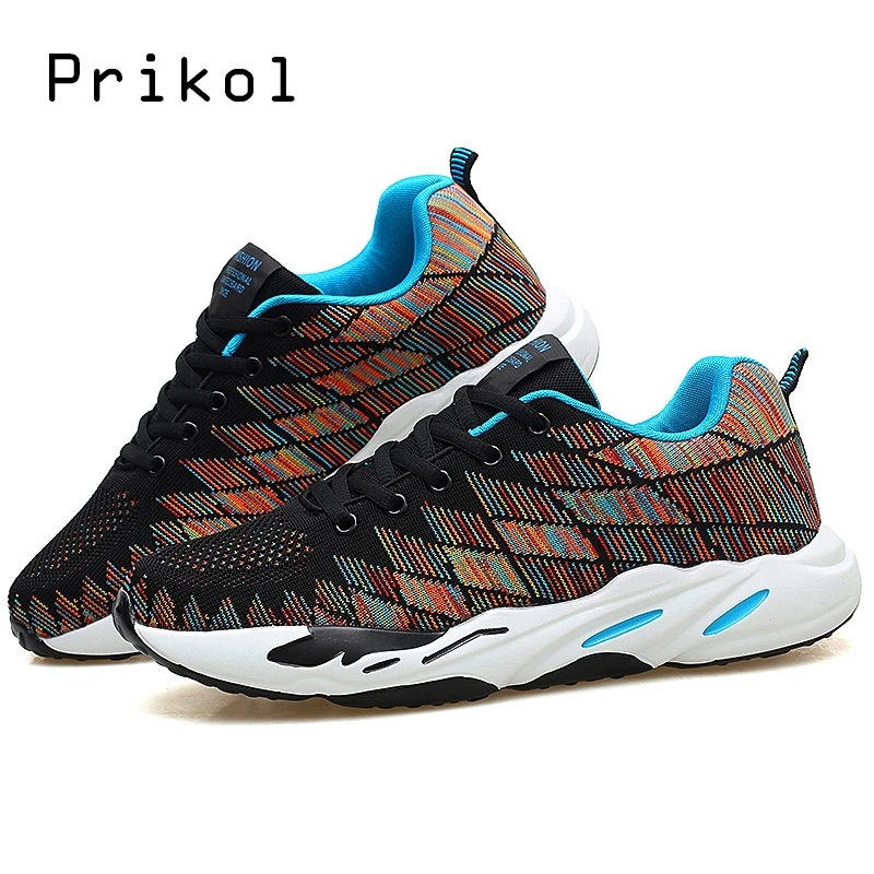Prikol бренд Для мужчин спортивные Обувь Мода Бег легкий спортивный Fly Knit Спортивная