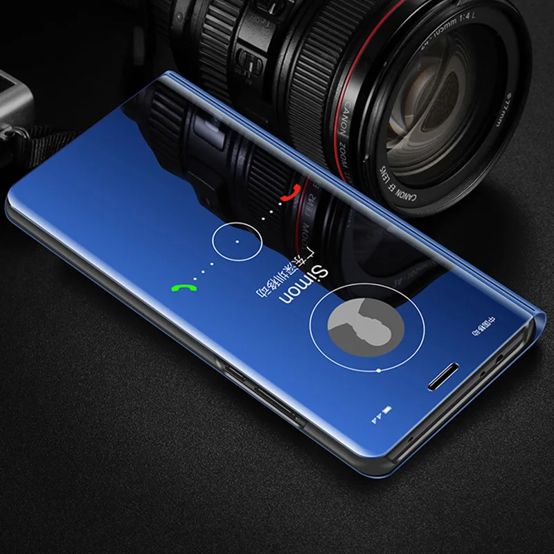 blue Чехол для huawei mate 20 Pro 20X P20 P30 Pro, умный чехол, откидной прозрачный зеркальный чехол для просмотра mate 20 P 20 30 Pro, чехол Mofi 360, противоударный чехол - Цвет: blue