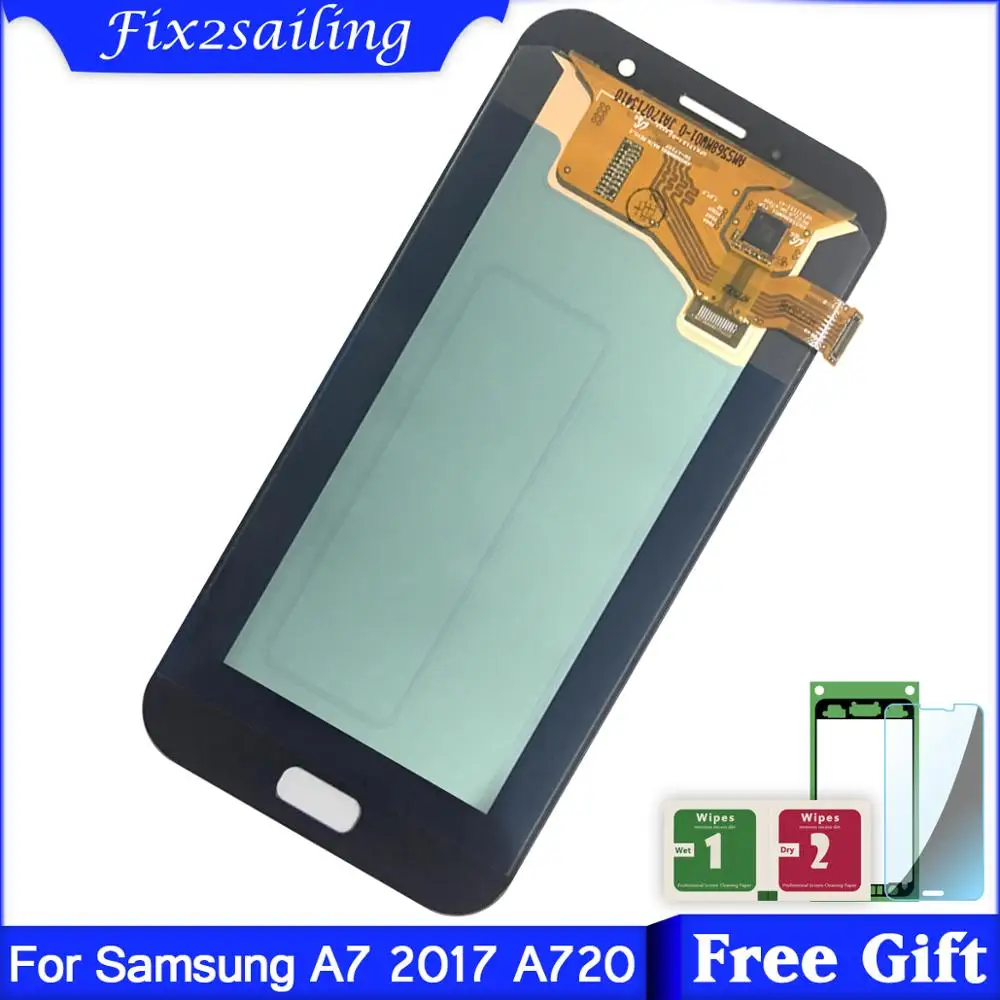 ЖК дисплей для Samsung Galaxy A7 5 7 A720 A720F 100% дюйма|Экраны мобильных телефонов| |