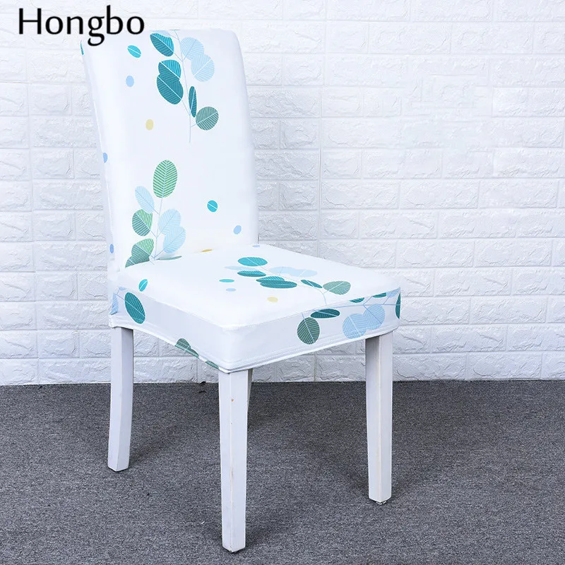 

Hongbo Nordic Plants Floral Printing Chair Cover Minimalism Office Kitchen Spandex Stretch Seat Chair Case Protector Dining Seat