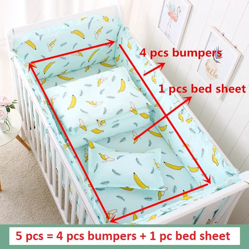 xiangjiao 5pcs 5 шт./компл. Nordic Стиль Детские Постельное белье хлопок Колыбель для новорожденных Постельное белье в том числе бамперы простыня разноцветный и размеры - Цвет: xiangjiao 5pcs