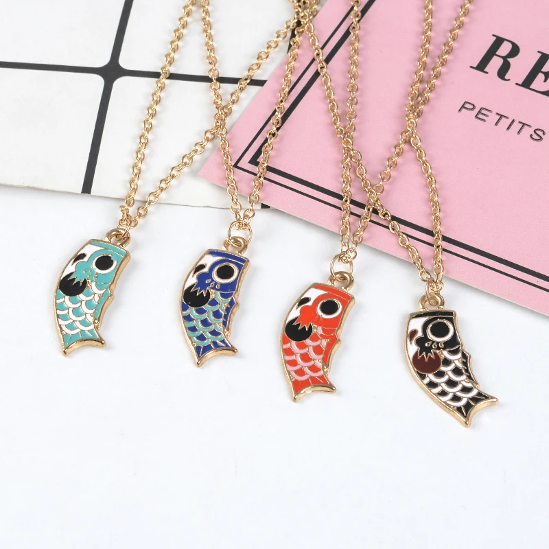 Мультфильм рыба кальмар Флаг ожерелье многоцветный милый кулон для Животного