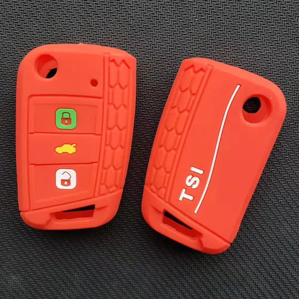red cover only Флип-чехол для ключей Skoda Scout Kodiaq Karoq Октавия Рапид поло GOL golf 7 MK7 Bora Passat Touran Tiguan TSI A7 - Название цвета: red cover only