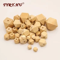 tyry hu 50pcs natural wood hexagon beads diy crafts necklace baby teether care wooden chewable toys gift size for you choose
