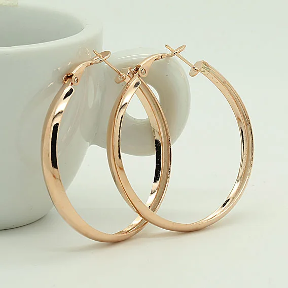 Женские серьги кольца Rigant высокое качество розовое золото диаметр 5 см|hoop earrings|women