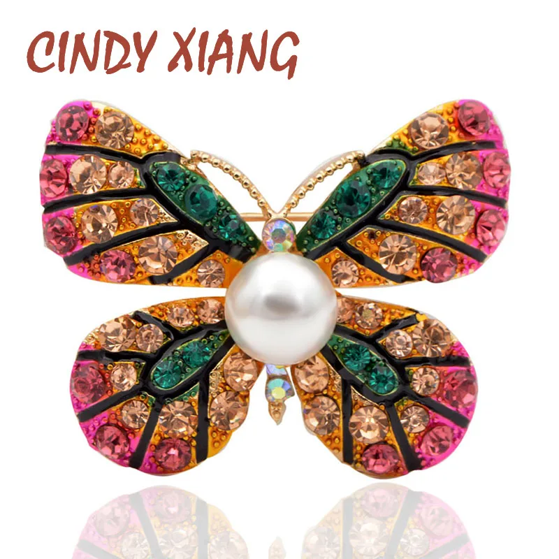 CINDY XIANG горный хрусталь красочные бабочки броши для женщин насекомое булавка