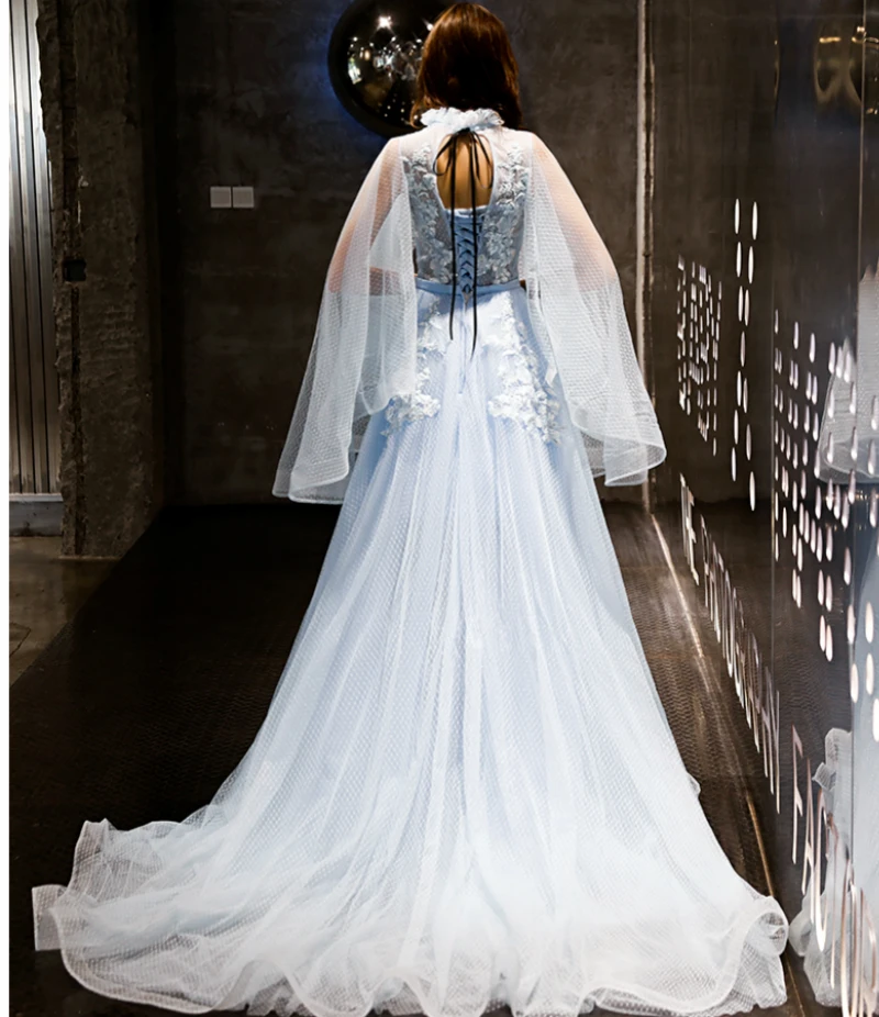 SSYFashion Новое светло-голубое кружевное платье для выпускного вечера Robe De Soiree с
