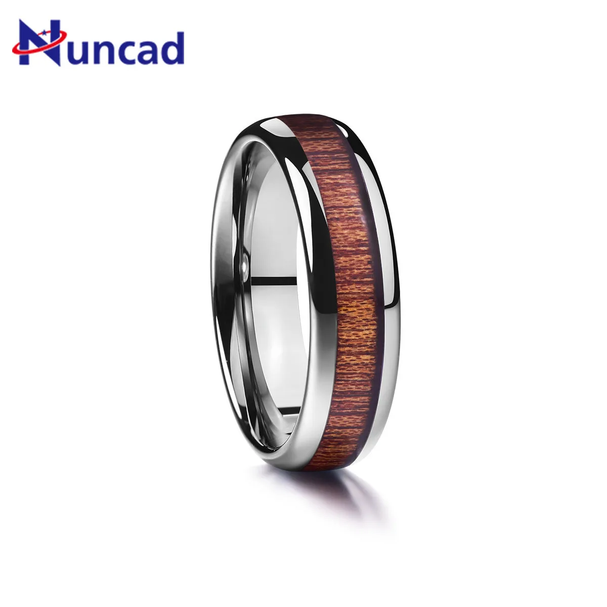 

Nuncad New Arrival Man's Fine Jewelry Tungsten Ring Electroplated Black Inlaid Artichoke Wood Step Surface Tungsten Carbide Ring