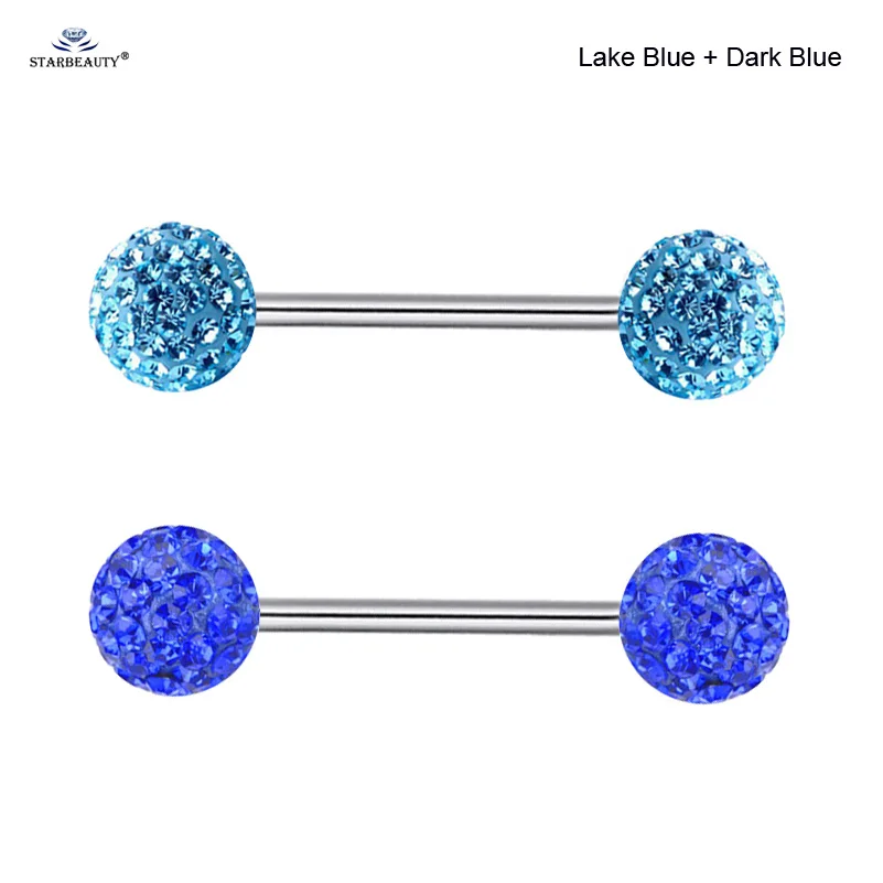 Lake Blue-Dark Blue 2 шт./партия 14 г яркий Bijoux мяч ниппель кольцо язык кольцо-пирсинг в язык промышленный пирсинг для соска ювелирные изделия пирсинг - Окраска металла: Lake Blue-Dark Blue