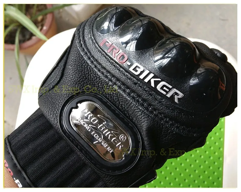 Натуральные Кожаные Мотоциклетные Перчатки Лето Половина finger PRO-BIKER из настоящей овечьей шерсти кожаные мотокроссе защитные перчатки Экипировка