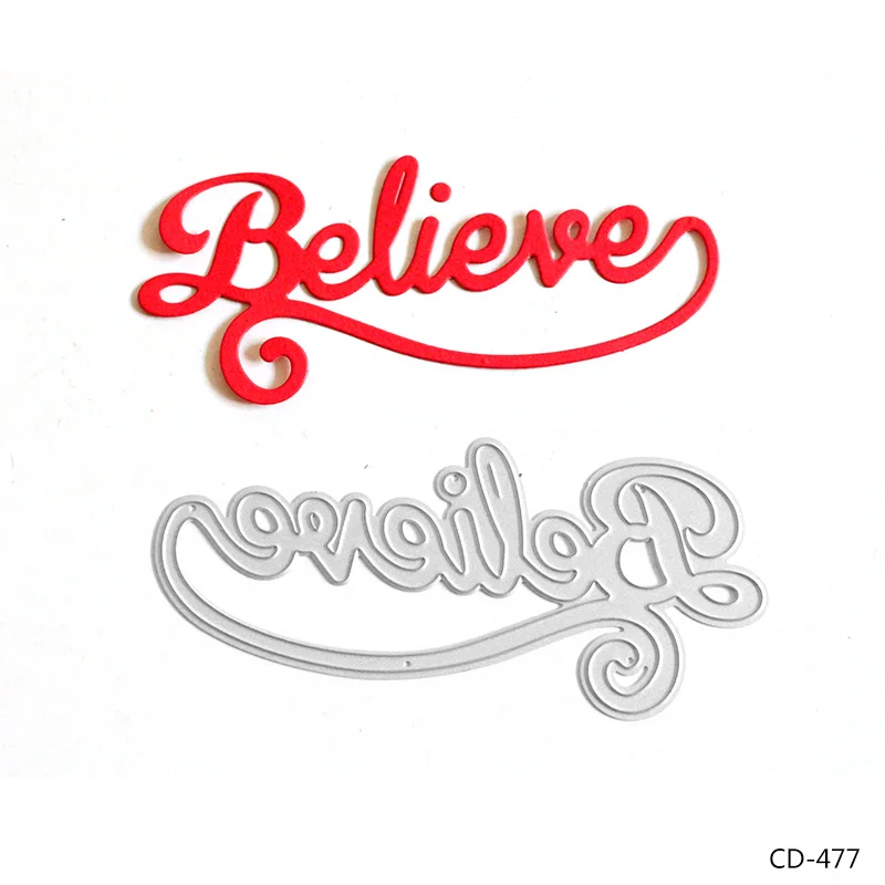 AZSG &quotBelieve&quot буквы металлические режущие штампы для DIY скрапбукинга фотоальбома