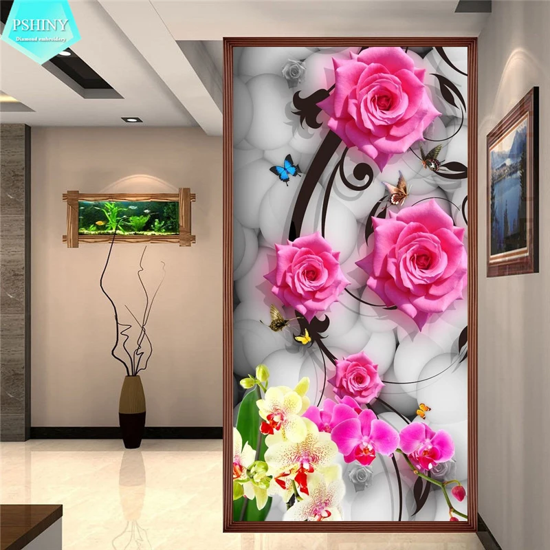 PSHINY 5D DIY Алмазная вышивка продажа розовый цветок розы декоративная живопись