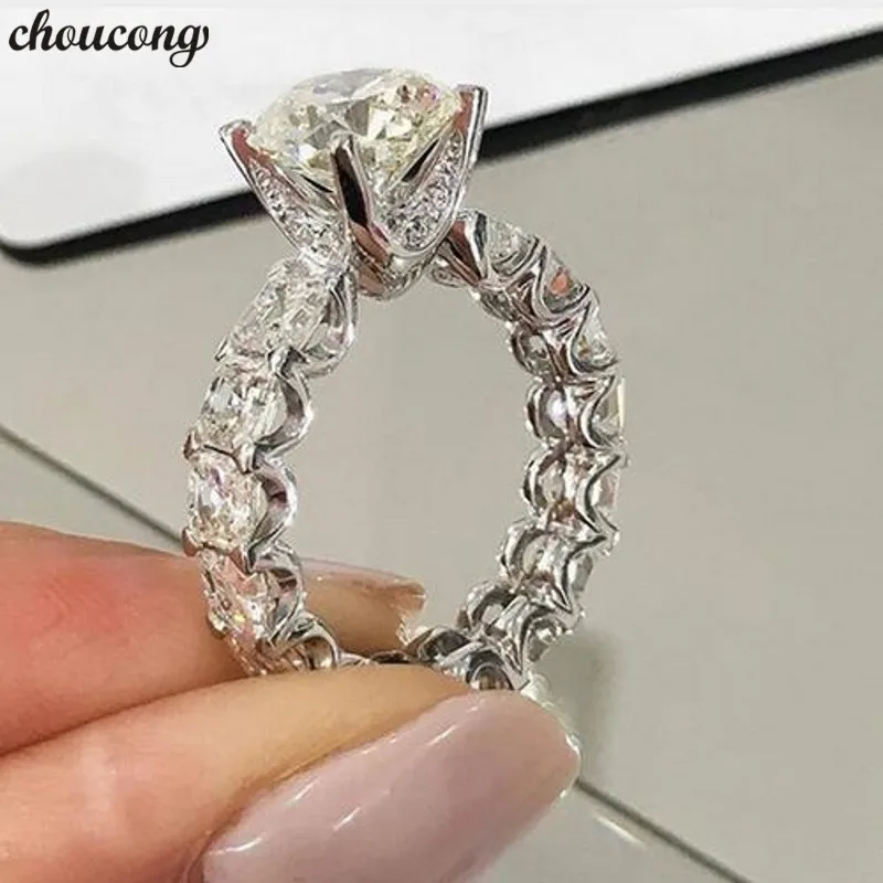 Choucong кольцо с уникальным дизайном 1ct AAAAA Циркон Cz 925 пробы серебро обручальное кольцо кольца для мужчин и женщин ювелирные изделия