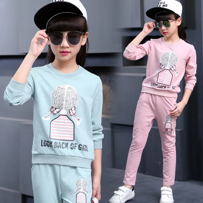 

Girls Clothes Sets autumn long sleeve Sweet Cartoon T shirt long pant 2pc sport suits baby clothes sets tracksuit girls clothing