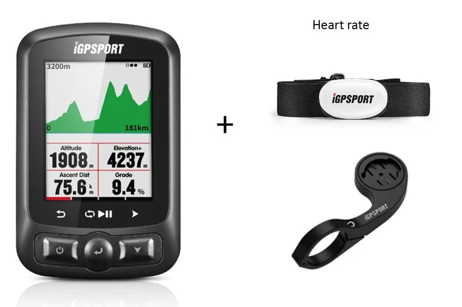 I gps порт ANT+ gps IGS618 велосипедный Bluetooth беспроводной секундомер Спидометр Водонепроницаемый IPX7 велосипедный Спидометр компьютер - Цвет: with heart rate