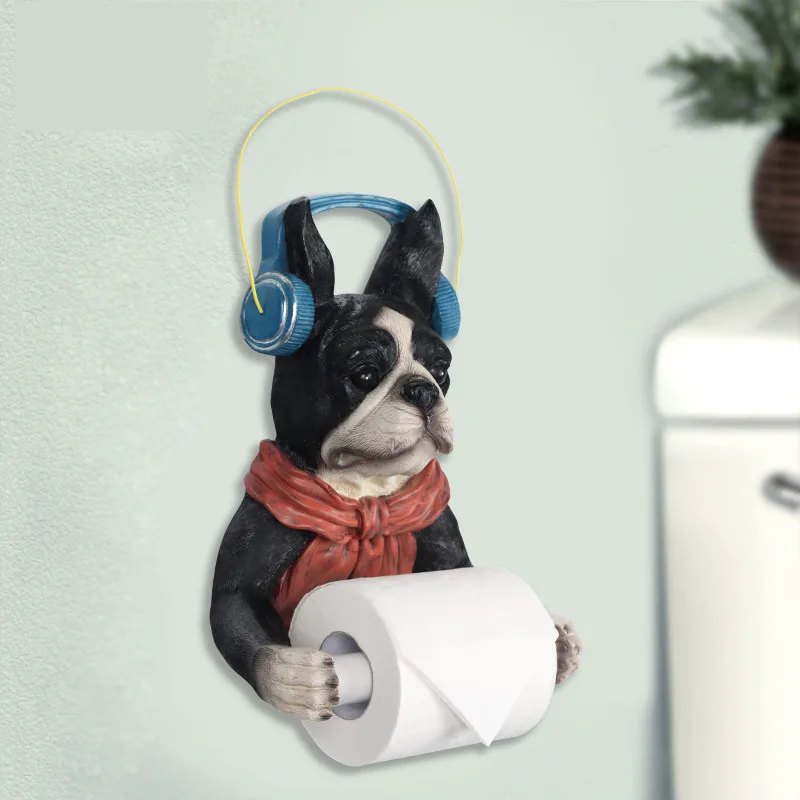 

Resin Music Dogs Bathroom Towel Rack Creative European Bathroom Toilet Roll Holder Paper Cassette Holder Pumping Tray Decor R276