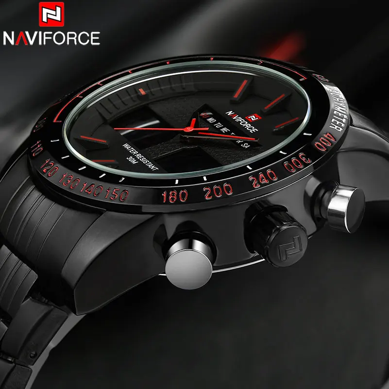 Мужские кварцевые цифровые аналоговые часы мужские полностью Стальные наручные