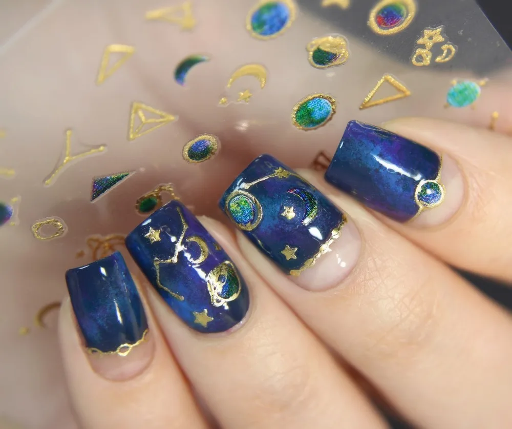 1 лист Созвездие Волшебные звезды луна и Вселенная стикеры 3D на ногти Nail Art дизайн ногтей наклейки DIY аксессуары для ногтей