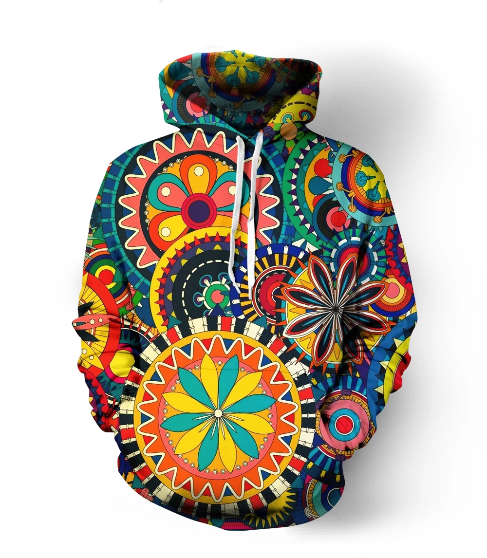 SOSHIRL красочная толстовка с капюшоном в стиле фолк-заказной живописи модная панк
