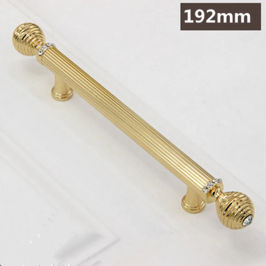 192mm golden 192 мм современная мода Делюкс Высокое качество k9 кристалл вилла мебельные ручки серебро золото черный шкаф винный шкаф ручки 5" 96 - Цвет: 192mm golden
